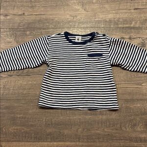 Petit Bateau Navy and White Striped Top